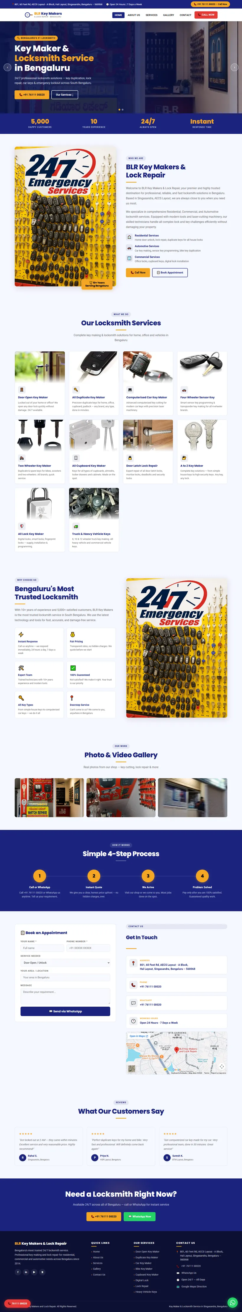 BLR Key Makers & Lock Repair website designed by Surat City Web