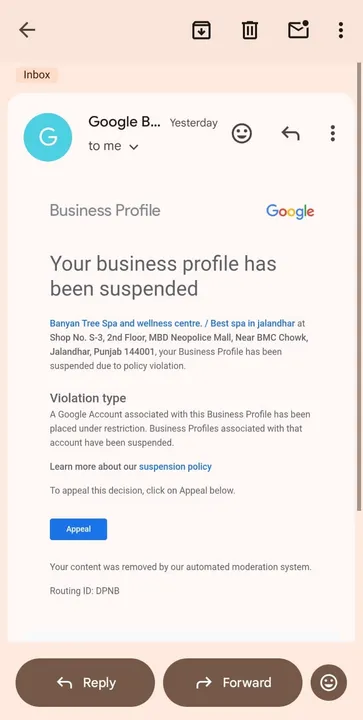 Before — Suspended profile